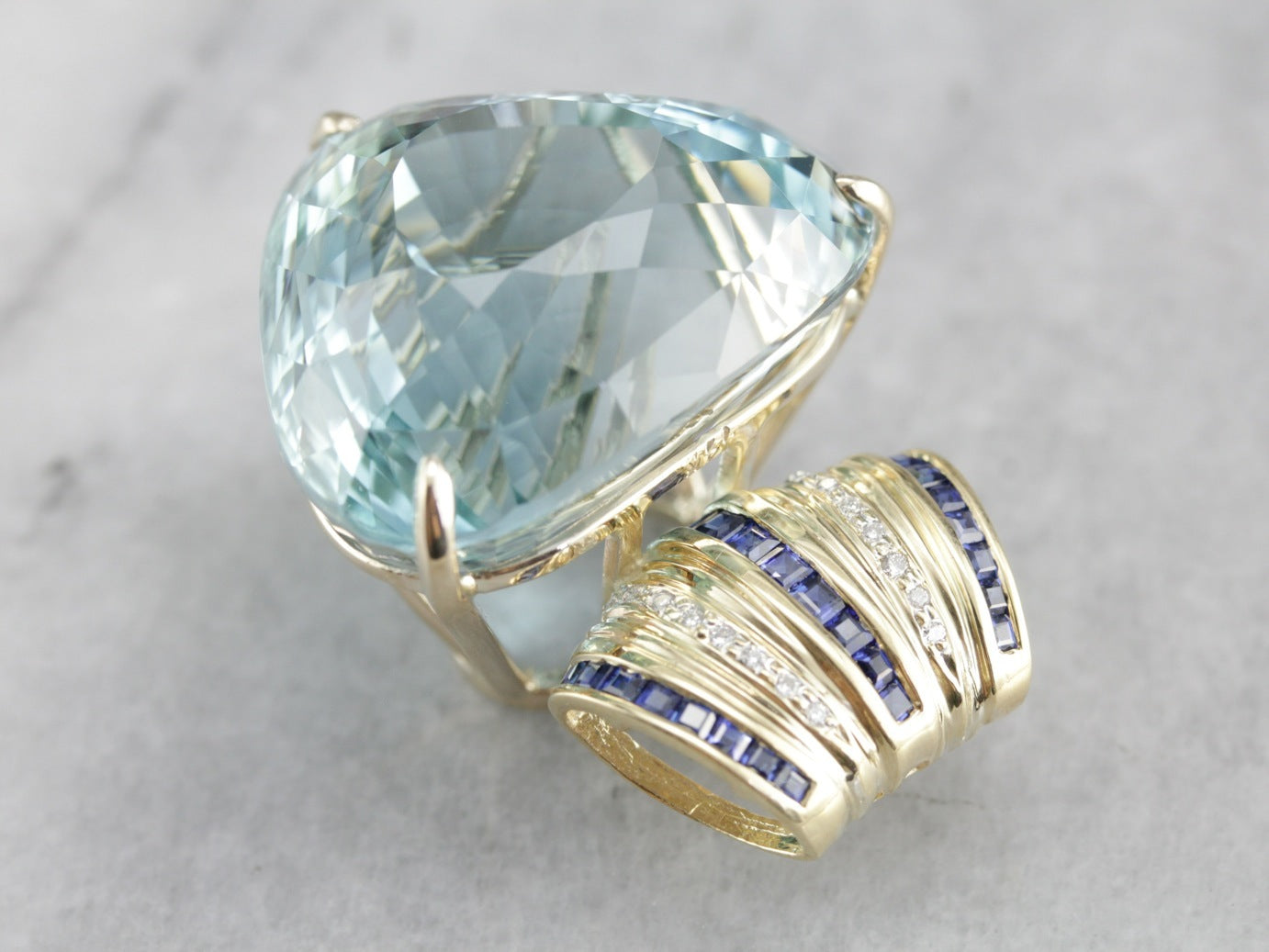 Blue Topaz, Sapphire, and Diamond Pendant