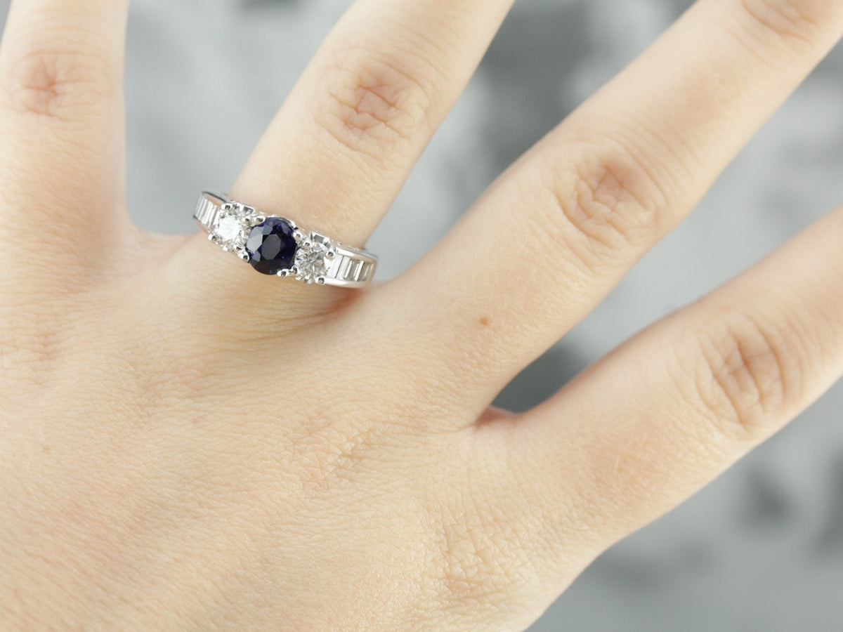 Sapphire and Diamond Engagement Ring