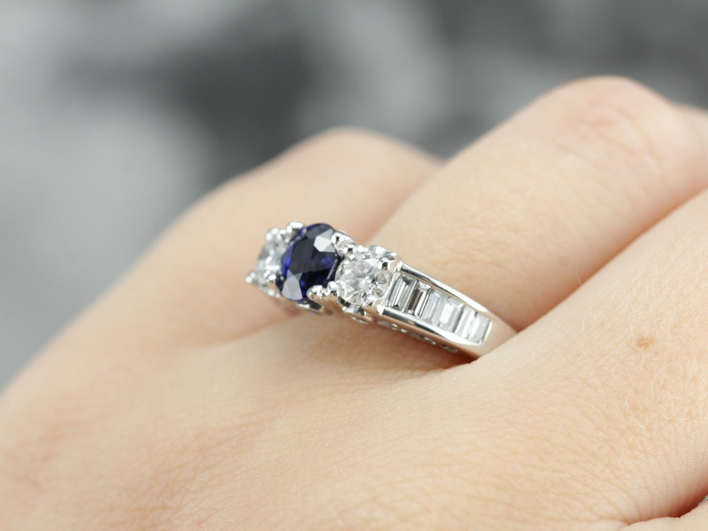 Sapphire and Diamond Engagement Ring