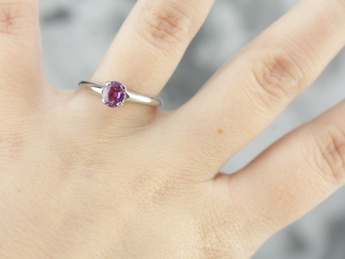 Pink Sapphire Solitaire Ring