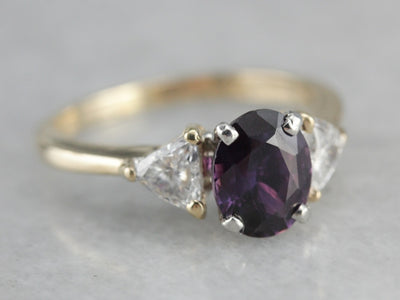 Purple Sapphire and Diamond Anniversary Ring