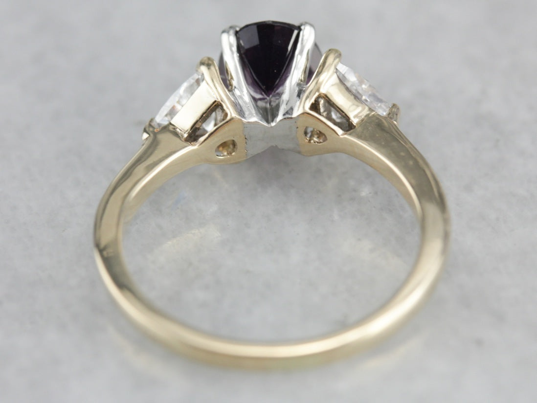 Purple Sapphire and Diamond Anniversary Ring