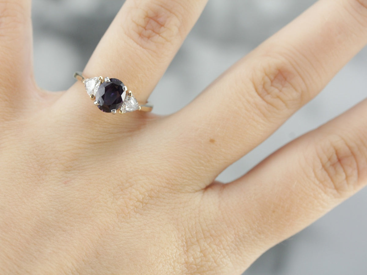 Purple Sapphire and Diamond Anniversary Ring
