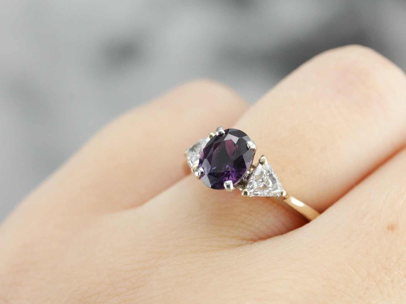 Purple Sapphire and Diamond Anniversary Ring