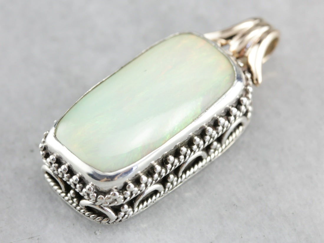 Mix Metal Opal Statement Pendant