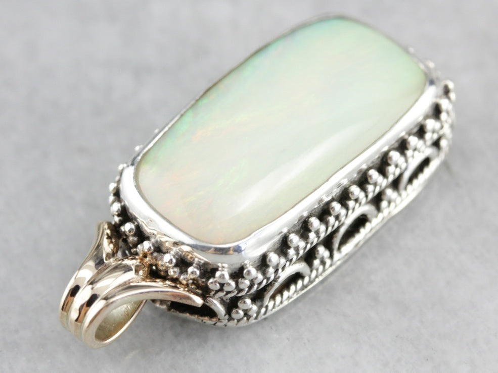 Mix Metal Opal Statement Pendant