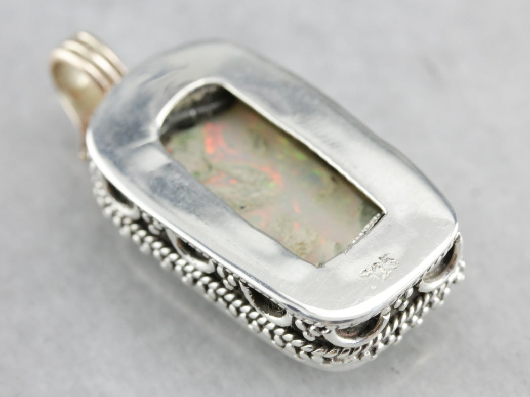 Mix Metal Opal Statement Pendant