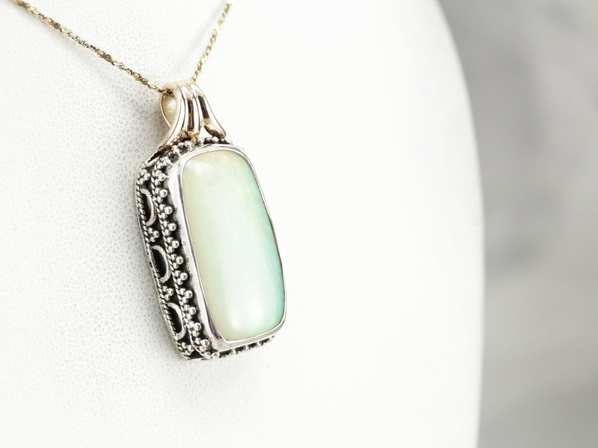 Mix Metal Opal Statement Pendant