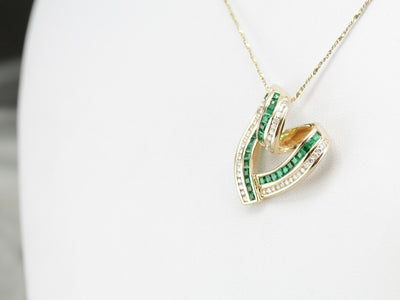 Diamond and Emerald Heart Pendant