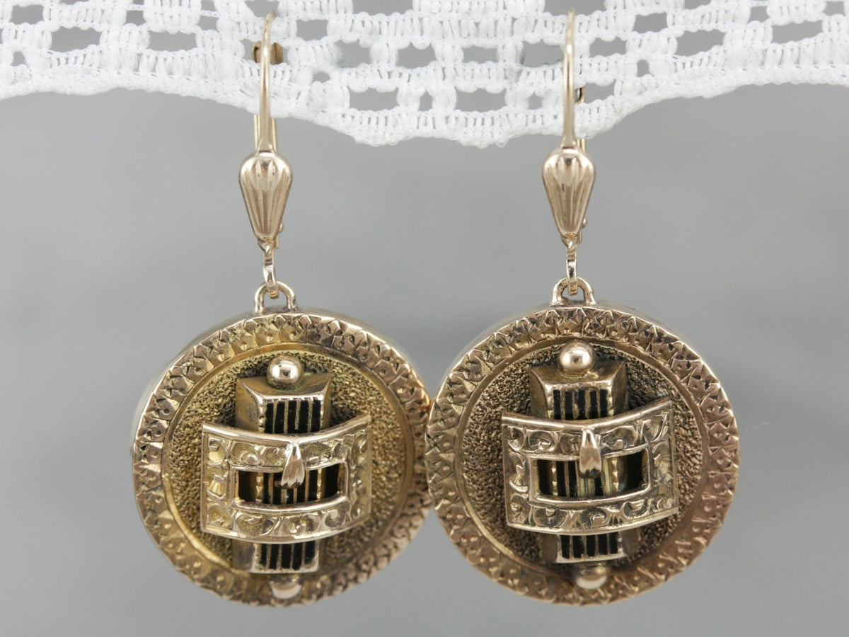 Pendientes colgantes victorianos dorados