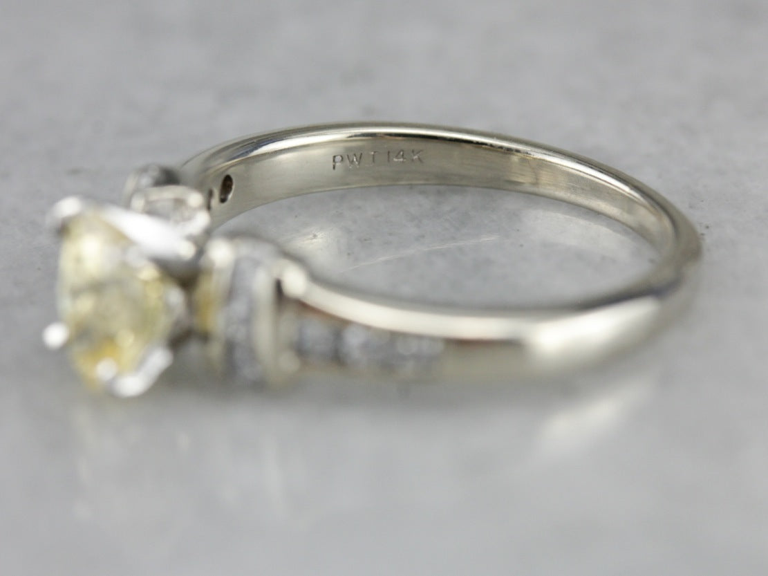 Yellow Sapphire and Diamond Engagement Ring