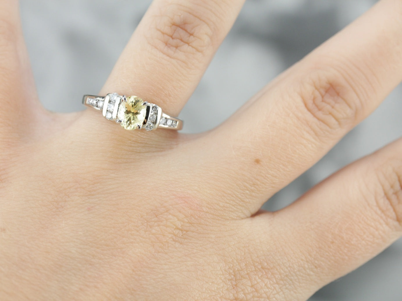 Yellow Sapphire and Diamond Engagement Ring