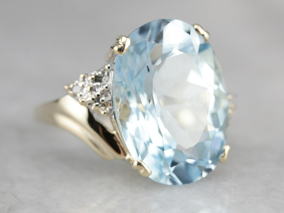 Blue Topaz and Diamond Cocktail Ring