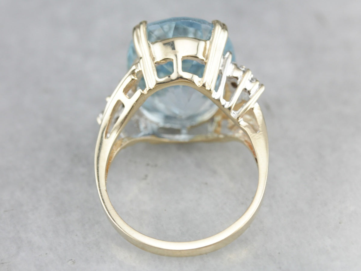 Blue Topaz and Diamond Cocktail Ring
