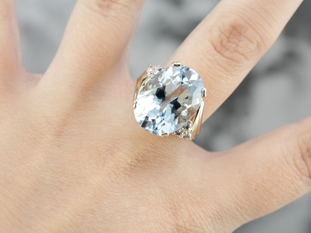Blue Topaz and Diamond Cocktail Ring