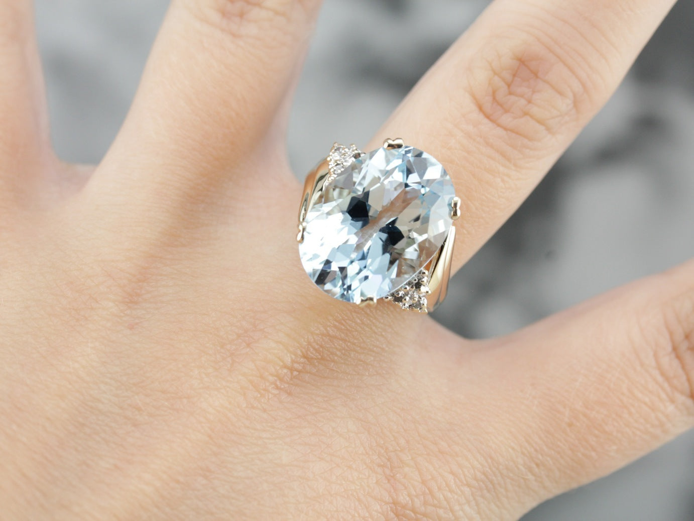 Blue Topaz and Diamond Cocktail Ring