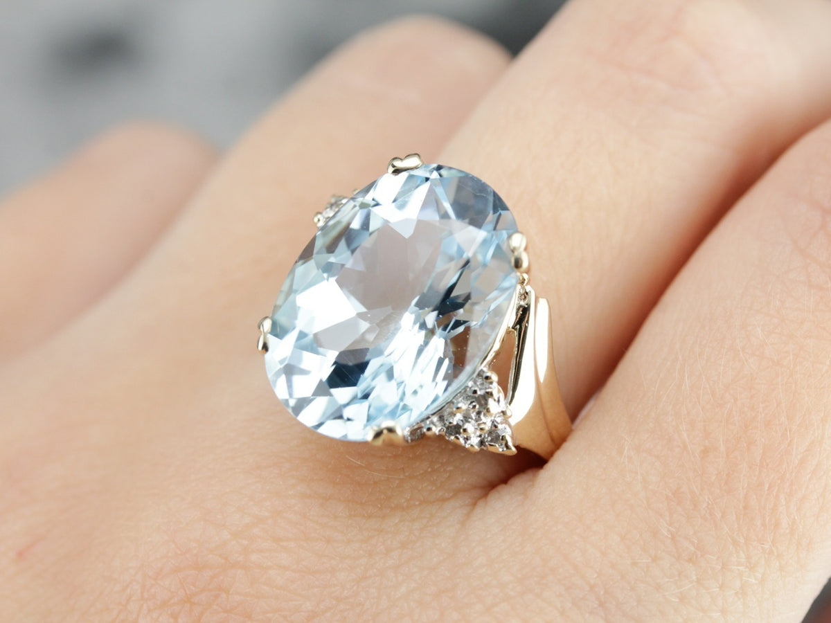 Blue Topaz and Diamond Cocktail Ring