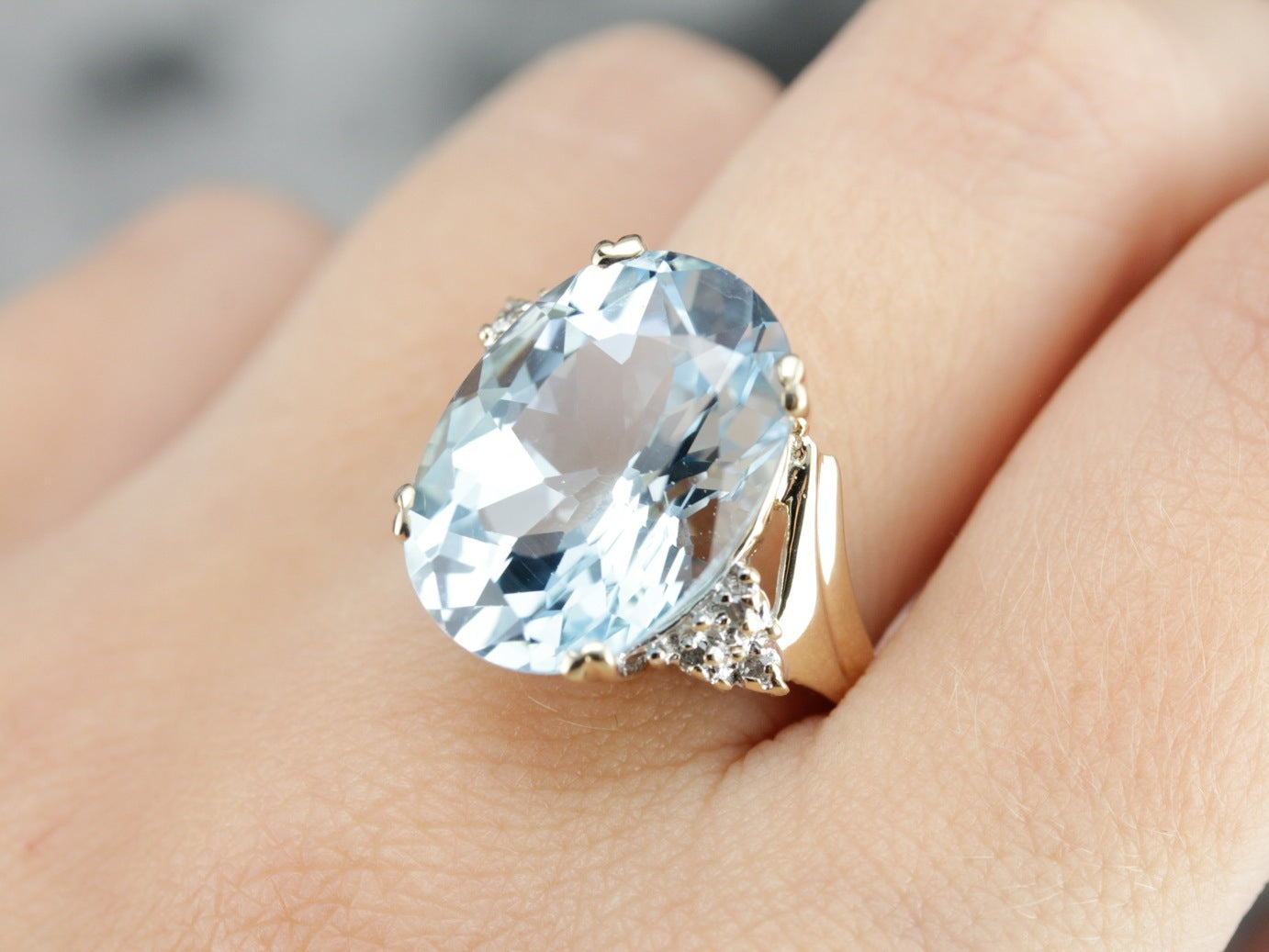 Blue Topaz and Diamond Cocktail Ring