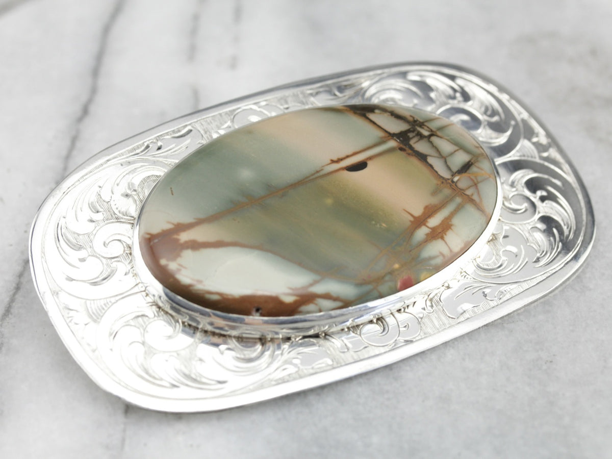 Sterling Silver American Jasper Brooch