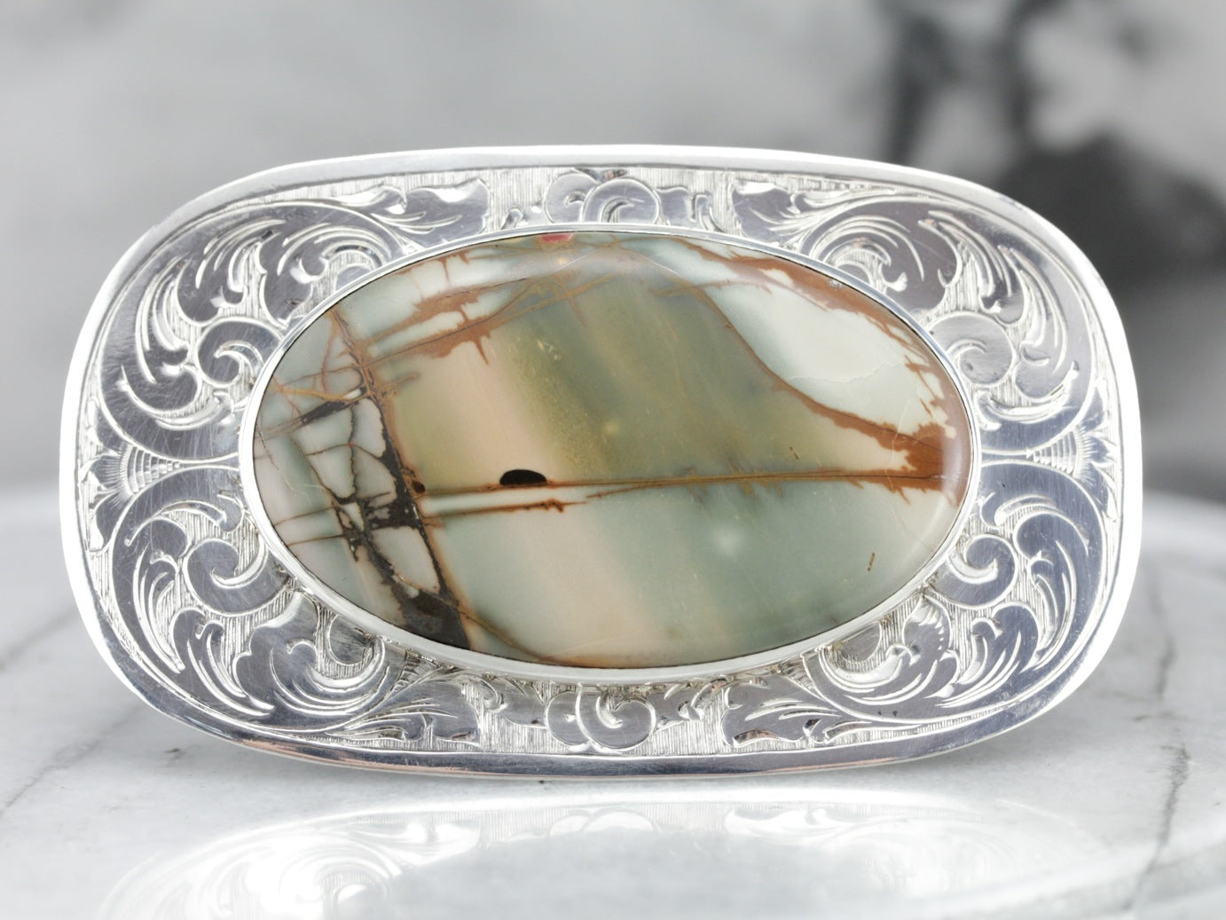 Sterling Silver American Jasper Brooch