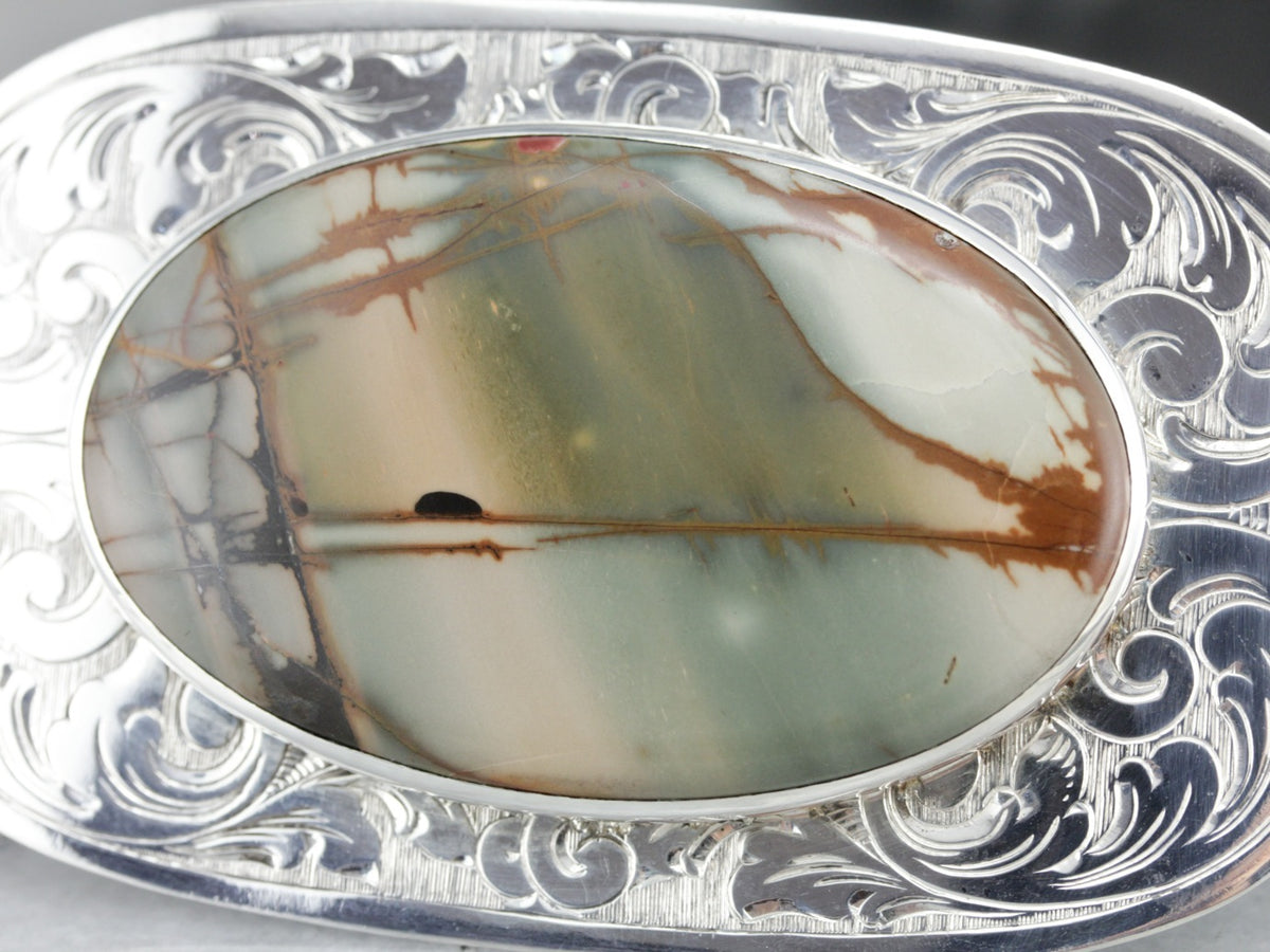 Sterling Silver American Jasper Brooch