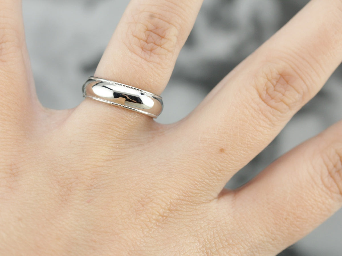 Unisex White Gold Wedding Band