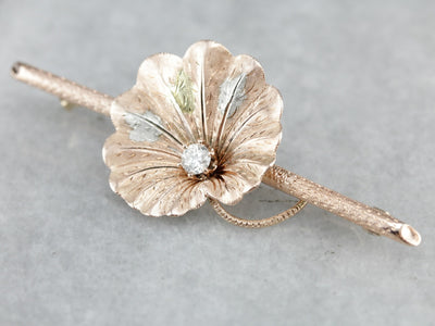 Vintage Diamond Lily Pad Brooch