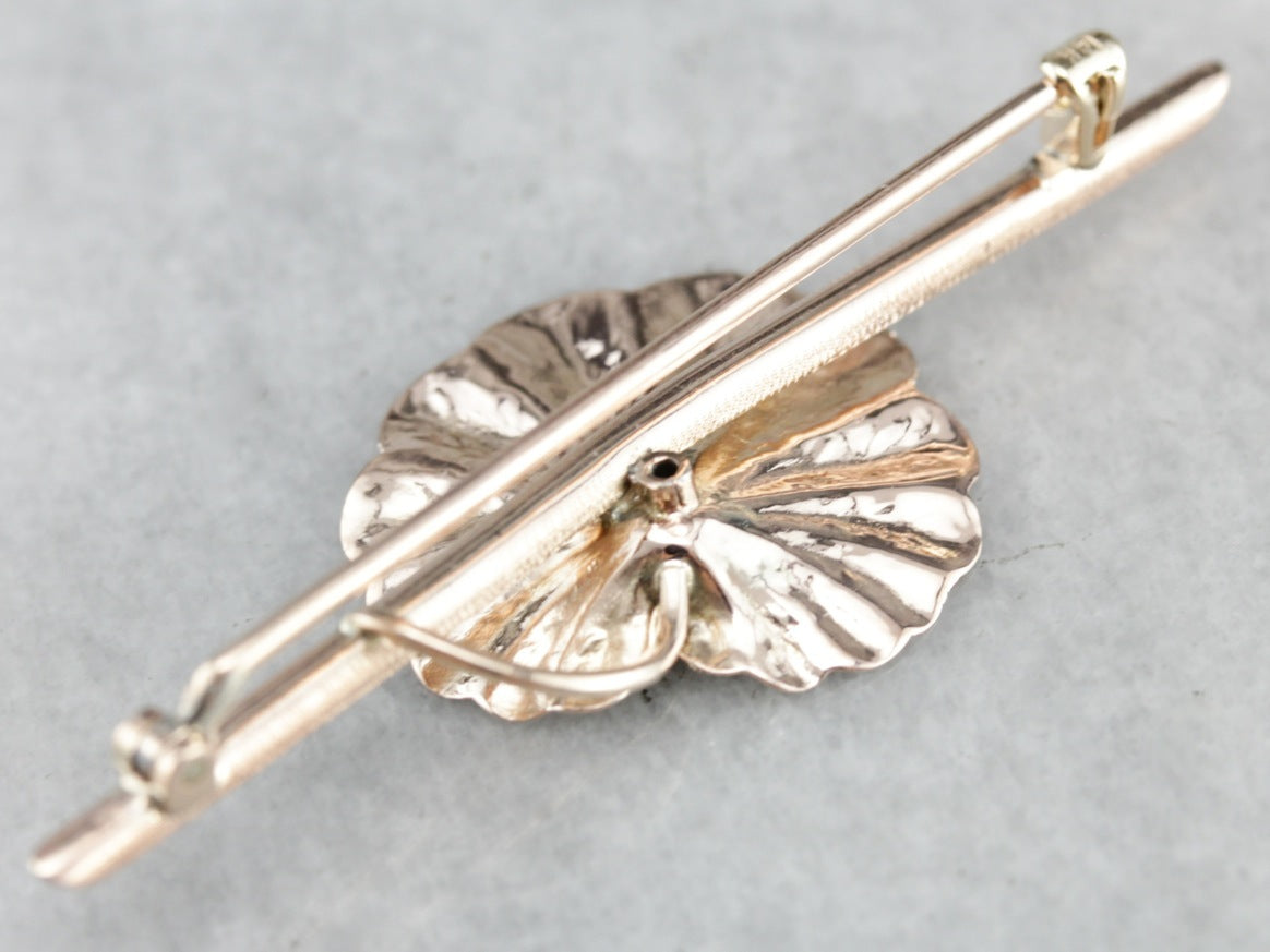Vintage Diamond Lily Pad Brooch