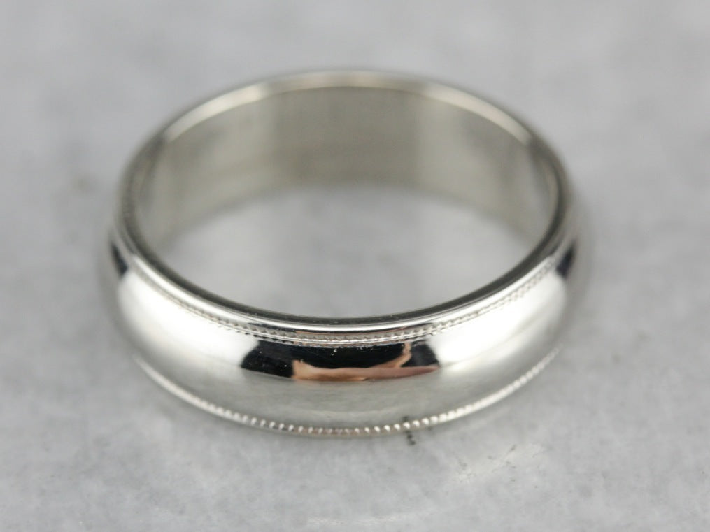 Unisex White Gold Wedding Band