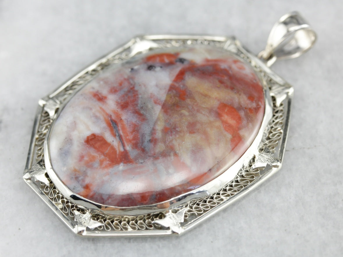 White Gold Jasper Pendant