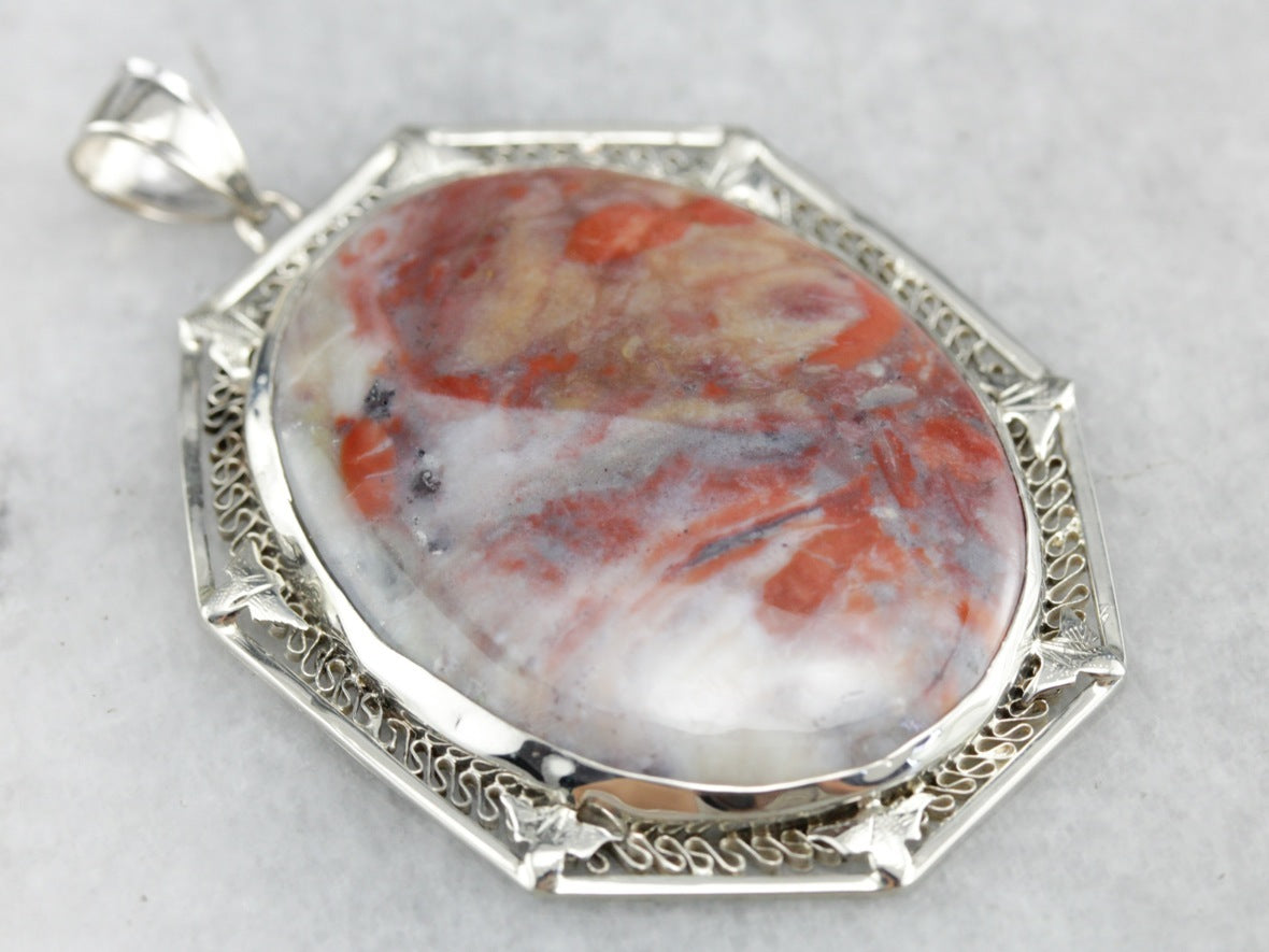 White Gold Jasper Pendant