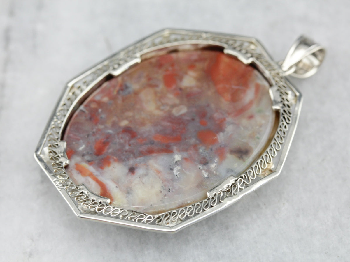 White Gold Jasper Pendant