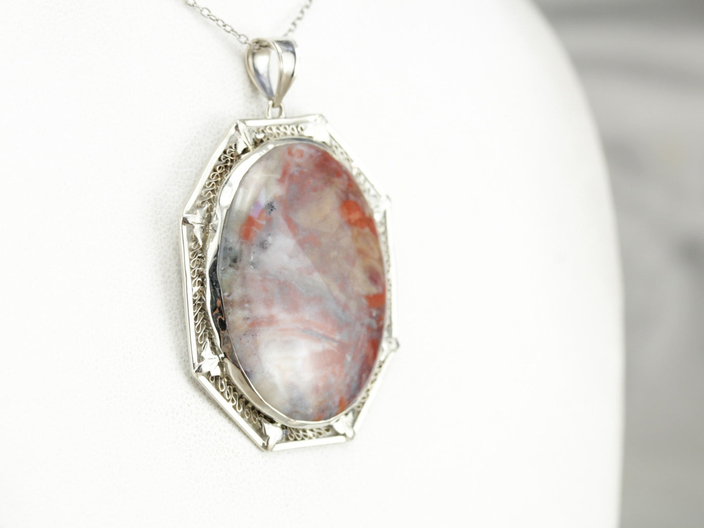 White Gold Jasper Pendant