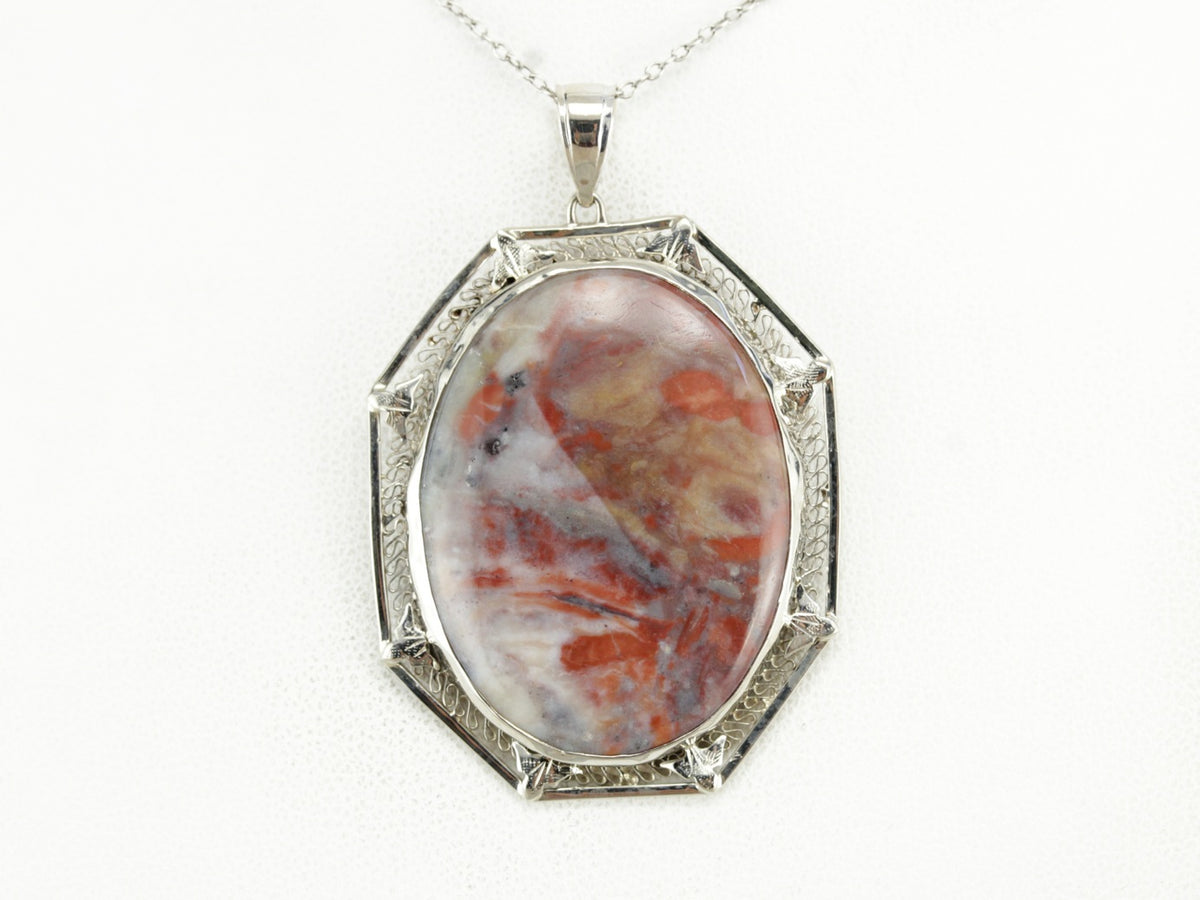 White Gold Jasper Pendant
