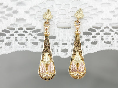 Vintage Black Hills Gold Drop Earrings