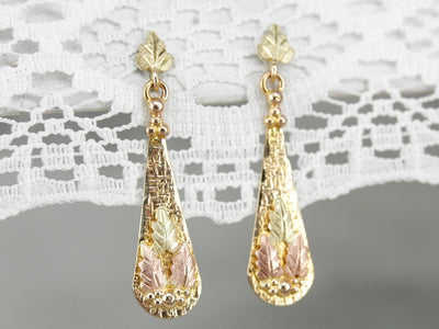 Vintage Black Hills Gold Drop Earrings