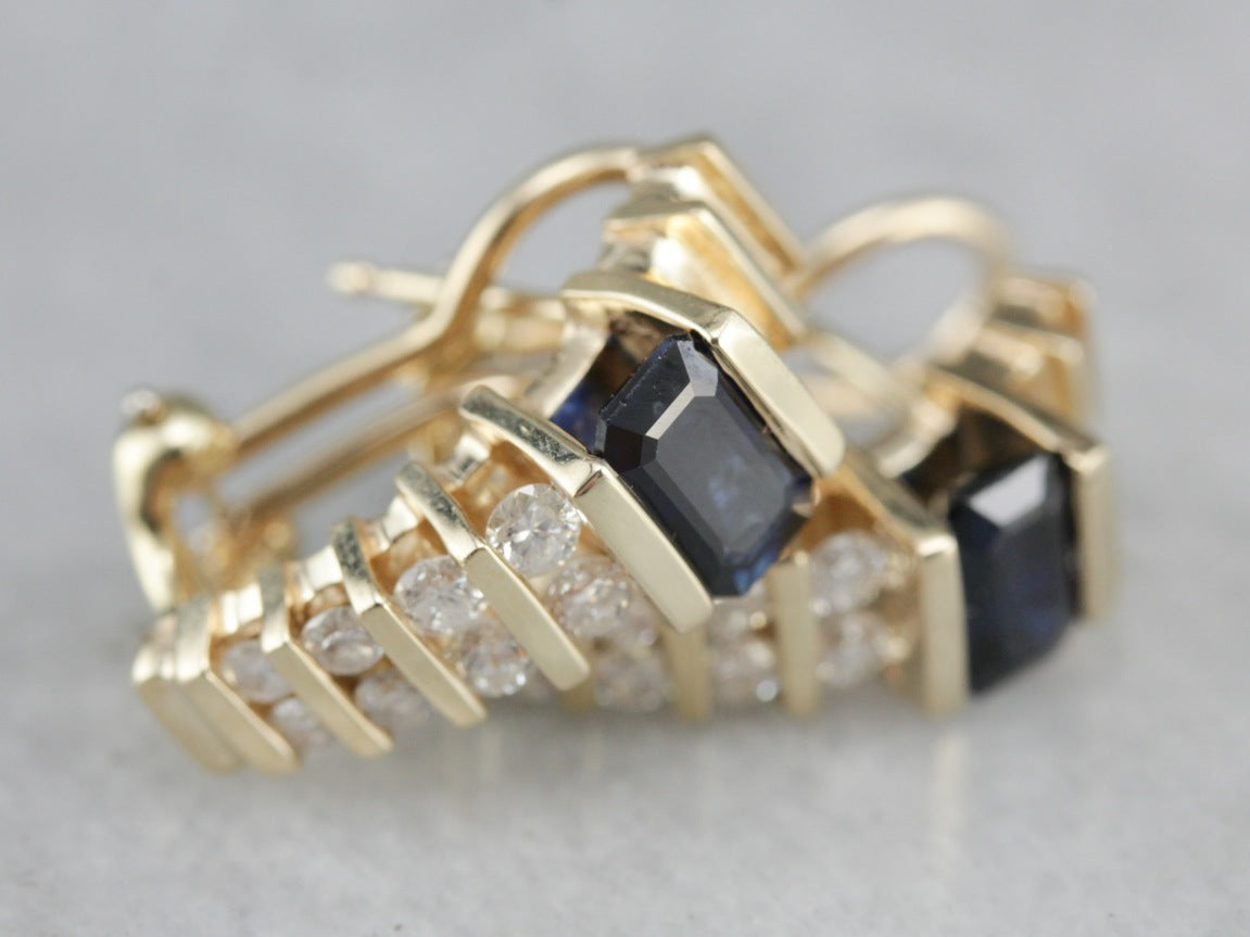 Sapphire and Diamond Drop Earrings