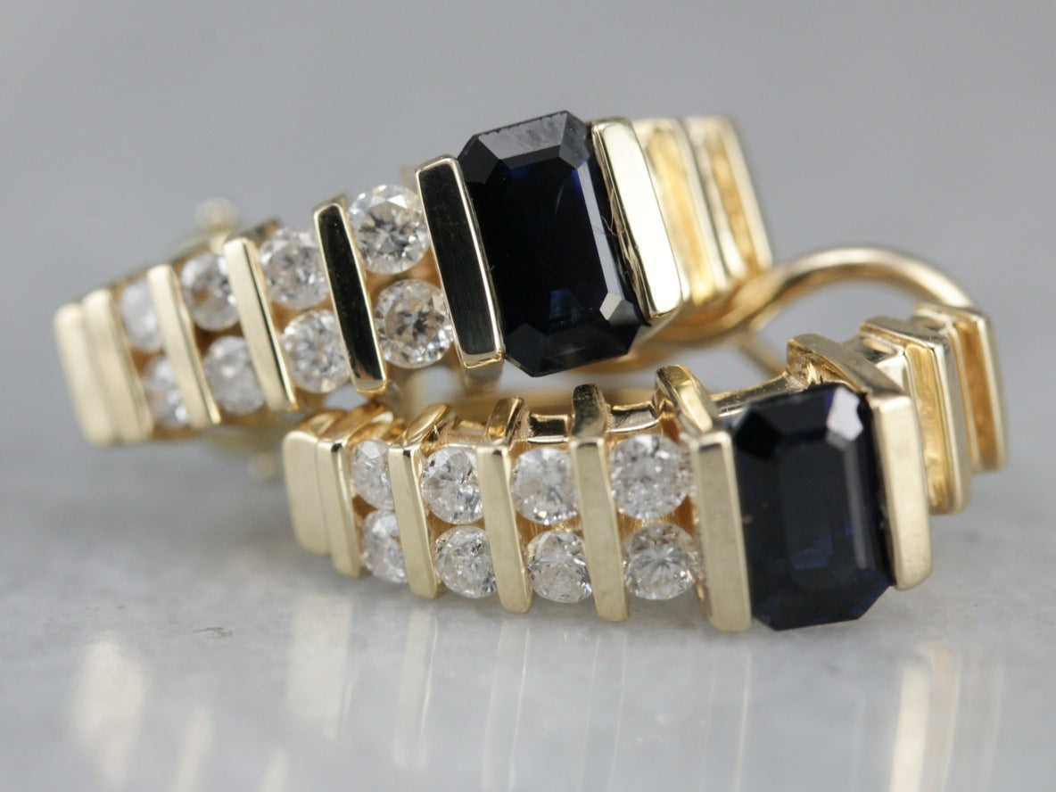 Sapphire and Diamond Drop Earrings