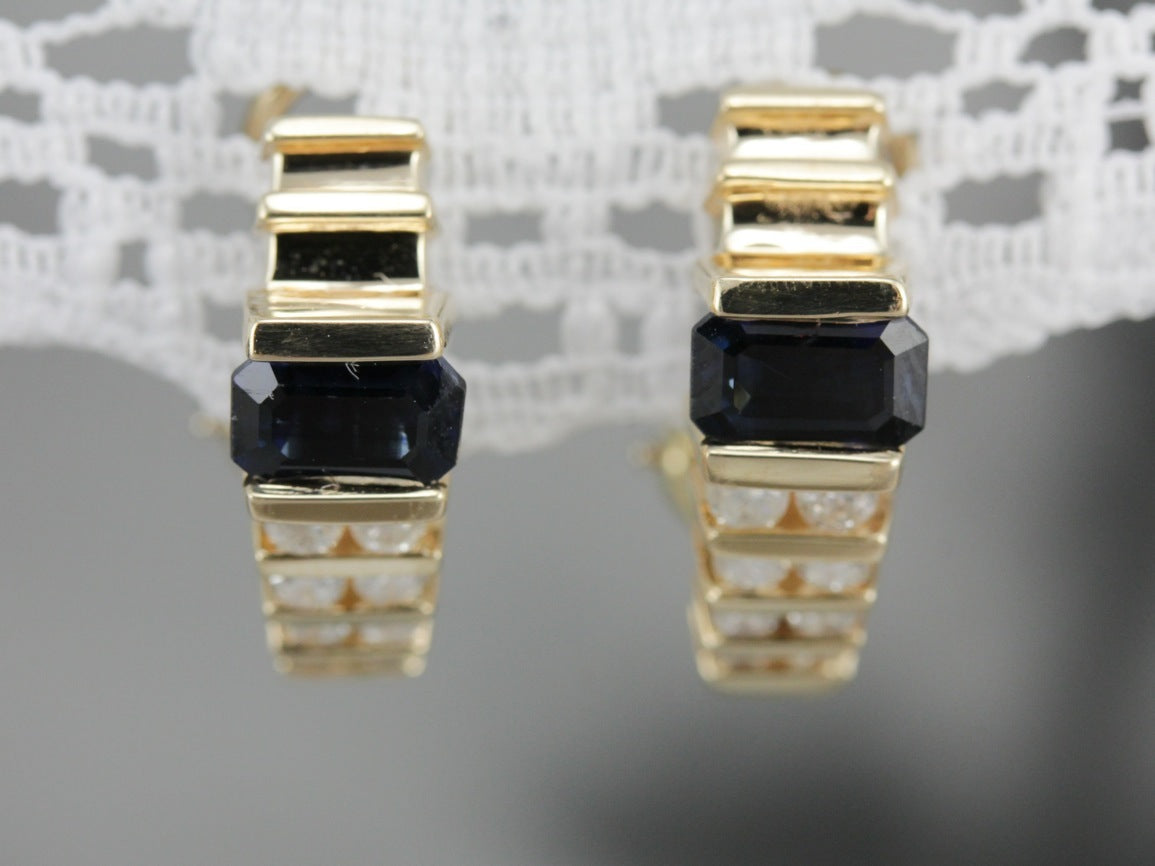 Sapphire and Diamond Drop Earrings