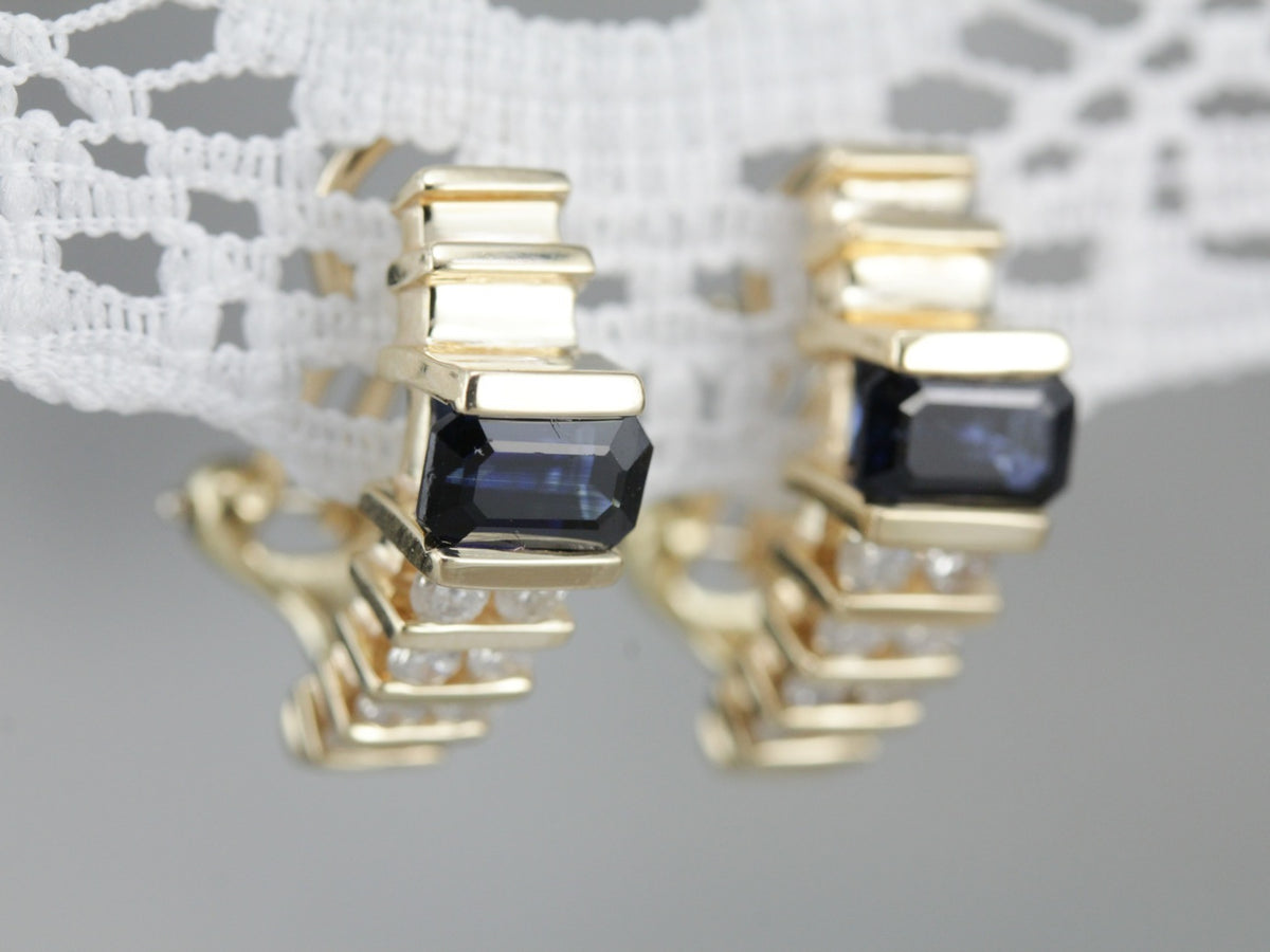 Sapphire and Diamond Drop Earrings
