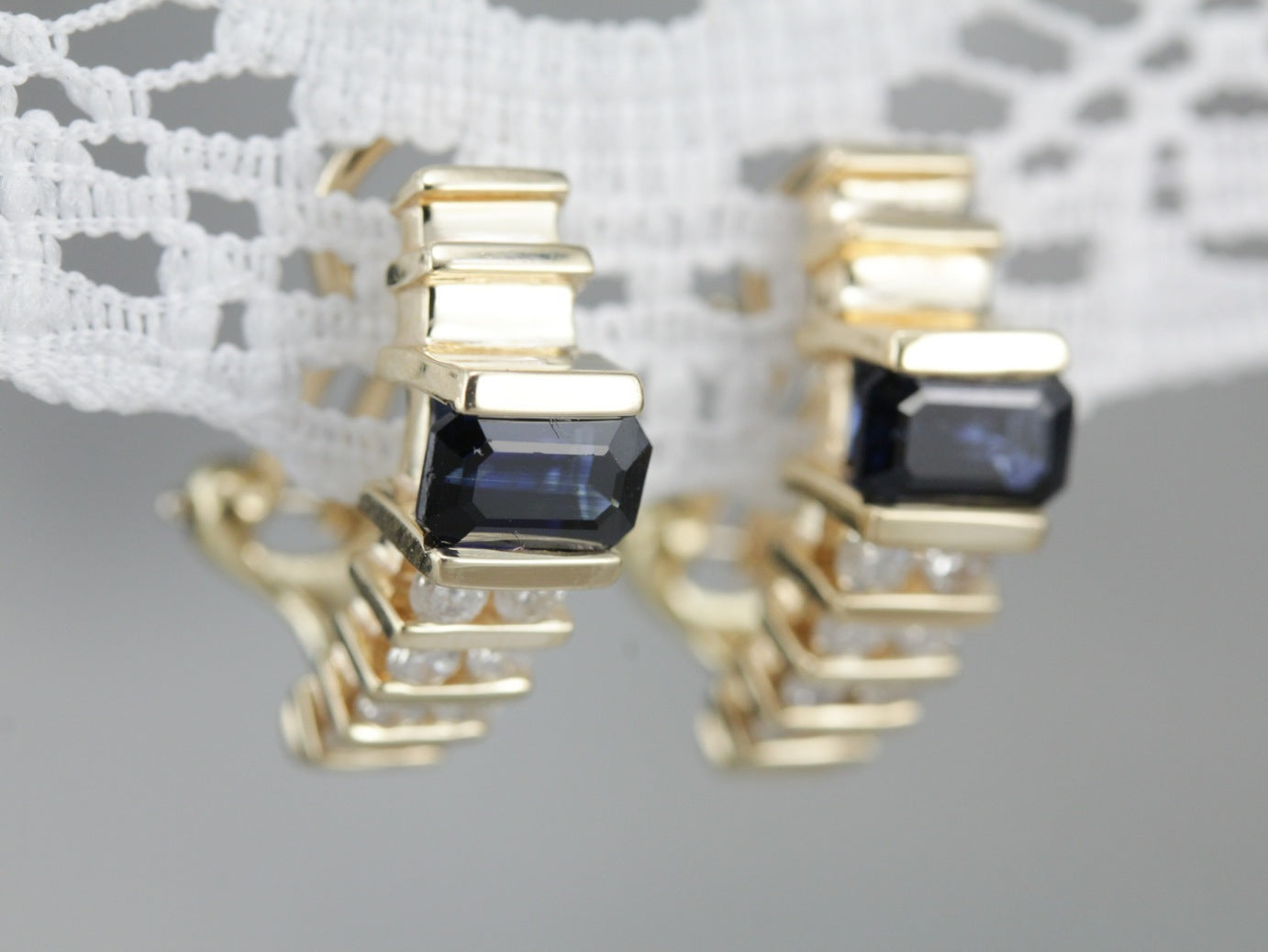 Sapphire and Diamond Drop Earrings