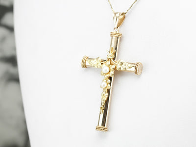 Vintage Gold Cross with Pearls