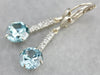 Blue Zircon Drop Earrings with Diamond Accents