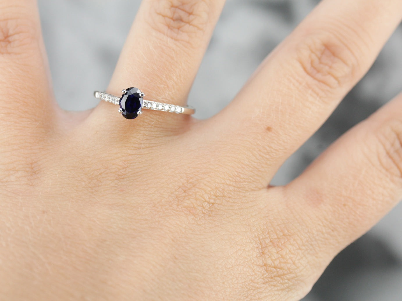 Sapphire Engagement Ring in White Gold