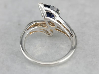 Modern Platinum Sapphire Statement Ring