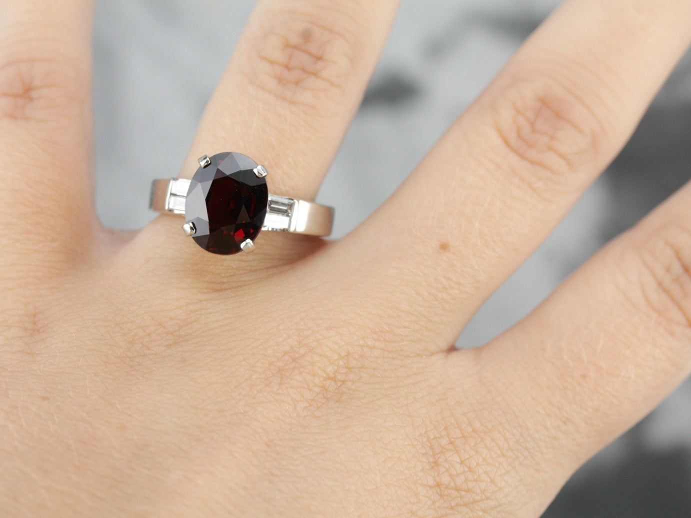 Garnet and Diamond Cocktail Ring