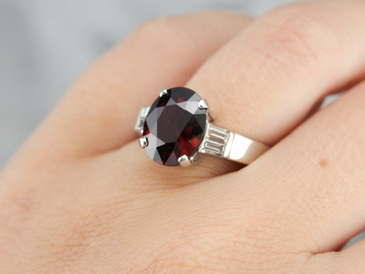 Garnet and Diamond Cocktail Ring