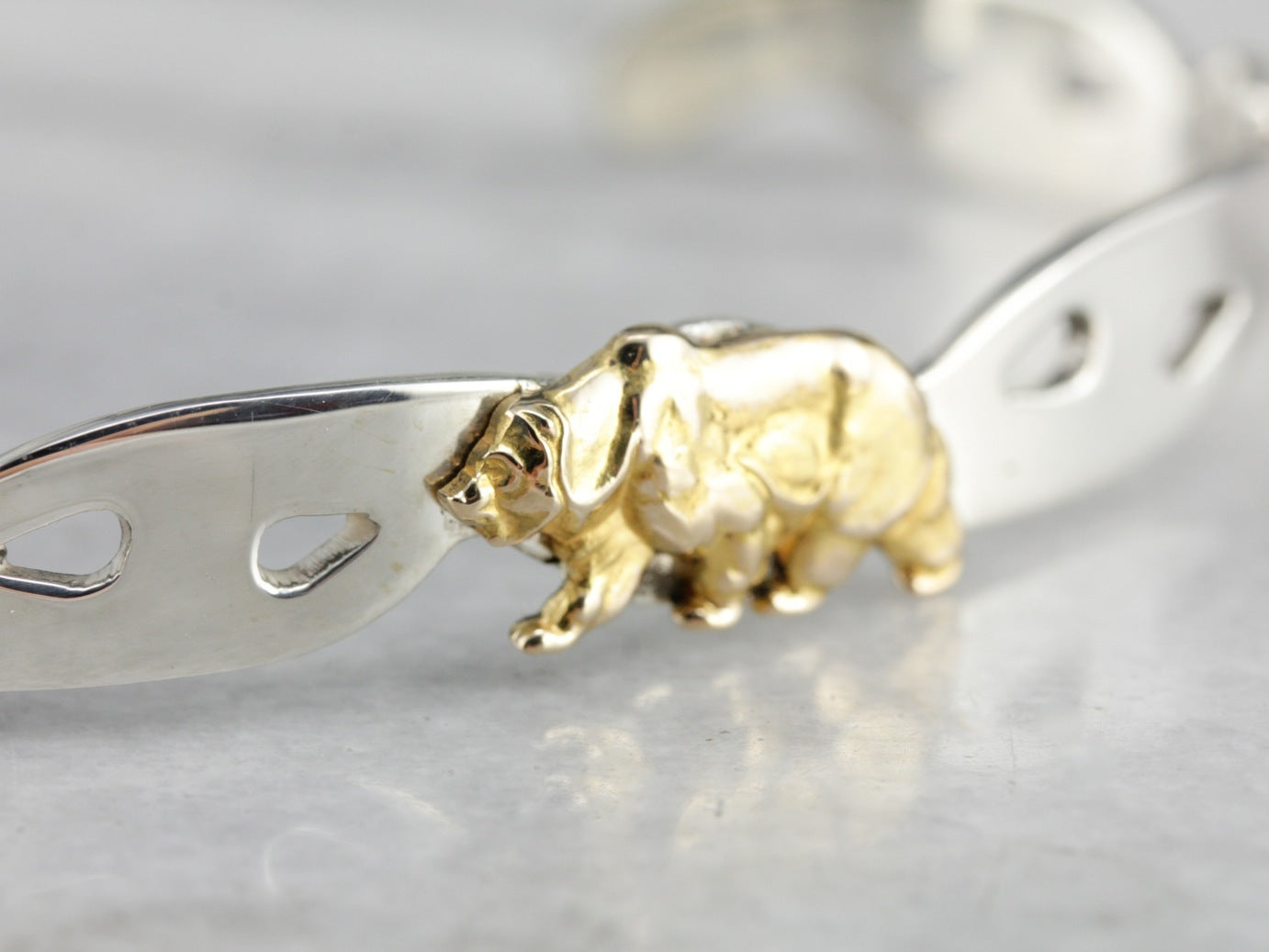 Mix Metal Bear Cuff Bracelet
