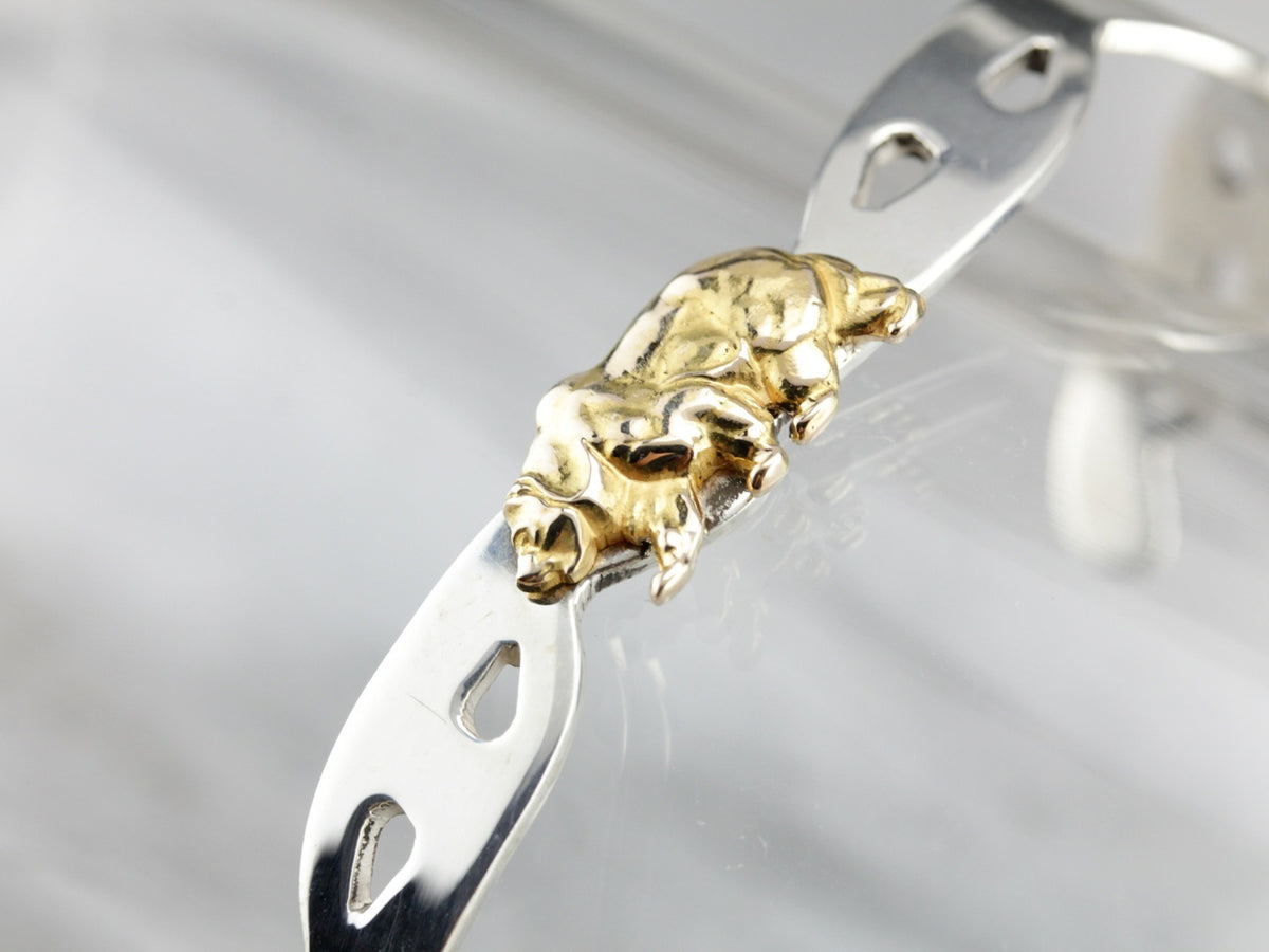 Mix Metal Bear Cuff Bracelet