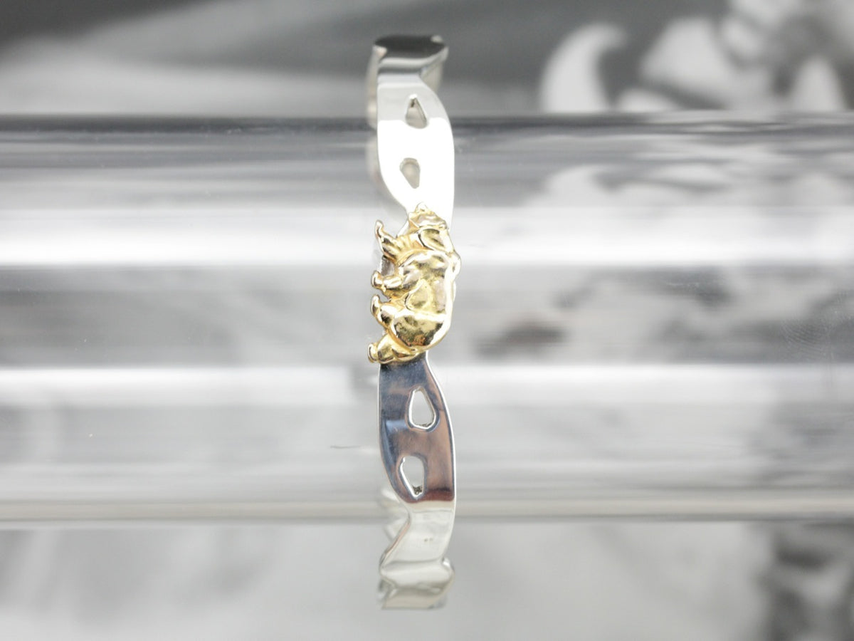 Mix Metal Bear Cuff Bracelet